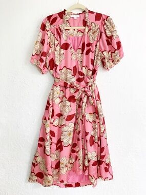 Draper James Pink Floral Wrap Dress Sz L